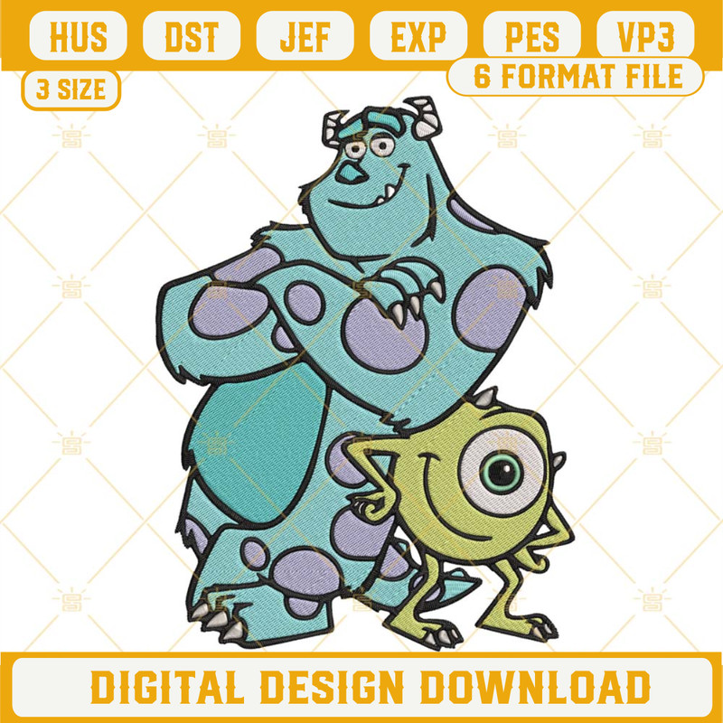 Mike And Sully Monsters Inc Embroidery Designs Files.jpg