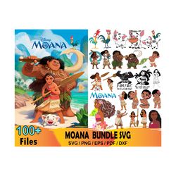 100 moana bundle svg, disney svg, moana svg, princess svg