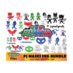 132 pj masks svg bundle, disney svg, connor svg, catboy svg