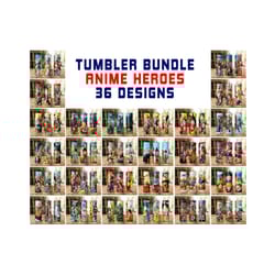 tumbler bundle anime heroes 36 design, cartoon png, anime heroes tumbler, anime tumbler bundle, one piece tumbler, anime