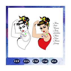 official autism mom svg, autism roise svg, autism mom svg, autism awareness, files for silhouette, files for cricut, svg