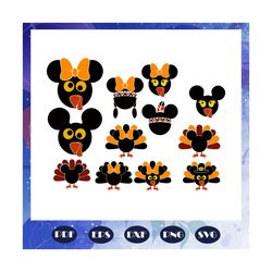 mickey mouse turkey bundle svg, mickey fall svg, disney family bundle, disney vacation svg, turkey, thanksgiving day svg