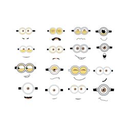 minions face bundle svg, cartoon svg, kevin svg, stuart svg, bob svg, jerry svg, carl svg, dave svg, mark svg, tim svg,
