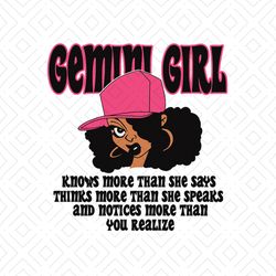 birthday gemini girl know more than she says svg