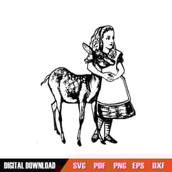 the fawn and alice in wonderland silhouette svg