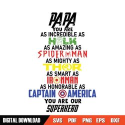 papa you are as incredible as hulk svg, fathers day svg, papa svg, super dad svg, dad hero svg, marvel dad svg, marvel i
