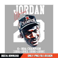 michael jordan 6x nba champion png digital download