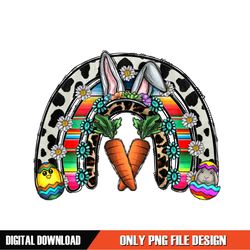 Leopard Rainbow Bunny Ears Easter Day Carrot PNG
