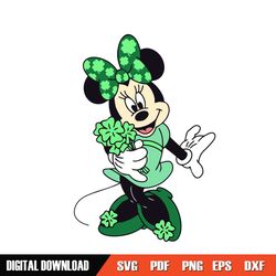 st patrick's day four leaves clover bow minnie svg