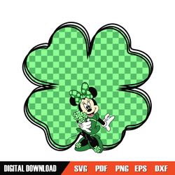 green plaid four leaf clover minnie mouse svg