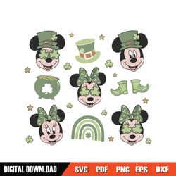 patrick day green shamrock mickey minnie mouse svg