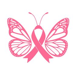 pink ribbon butterfly svg, breast cancer awareness, fight cancer