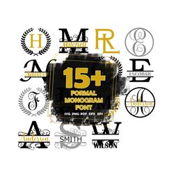 15 formal monogram and split roman flourish letters