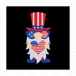 patriotic gnome with heart svg, independence svg, gnome svg, american gnome svg, july 4th gnome svg, patriotic gnome svg