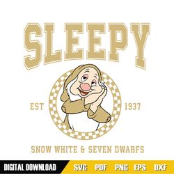 Sleepy Disney Snow White and 7 Dwarfs Est 1937 SVG