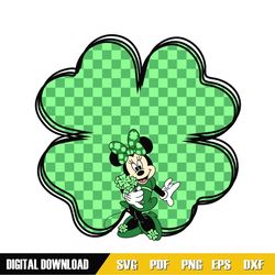 green plaid four leaf clover minnie mouse svg
