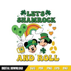 let's shamrock and roll lucky mickey minnie mouse svg