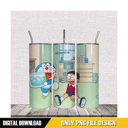 Doraemon And Nobita With Ice Bowl Tumbler PNG