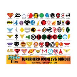 296 Superhero Icons Svg Bundle, Marvel Svg, Avengers Svg