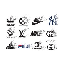 fashion brand logo bundle svg, trending svg, fashion brand logo, adidas logo svg, louis vuitton svg, lv logo svg, nike l
