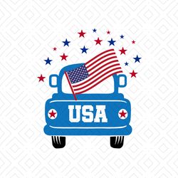 usa flag on blue truck svg, independence svg, 4th of july svg, july 4th truck svg, usa flag svg, usa truck svg, patrioti