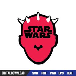 Black Red Star Wars Logo Dracusor Darth Maul Head SVG