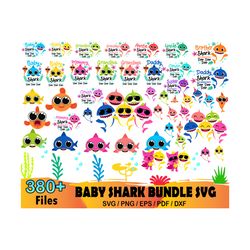 380 baby shark bundle svg, baby shark party, kids svg