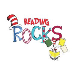 reading rocks svg, dr seuss svg, seuss svg, love reading svg, cat book svg, reading svg, dr seuss cat, cat in the hat sv