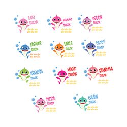 family baby shark bundle svg, family svg, baby shark svg, baby shark bundle, family shark svg, mommy shark svg, daddy sh