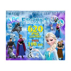 620 frozen clipart bundle, clipart frozen png, elsa olaf anna frozen, disney clipart bundle, frozen font
