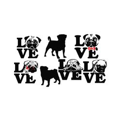 pug love bundle svg, animal svg, dog svg, love svg, pitbull svg, pug svg, red knot svg, funny animal svg, love animal sv