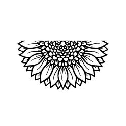 half mandala sunflower svg, flower svg, mandala svg, sunflower svg, birthday gift svg, gift for girl svg, flower lovers