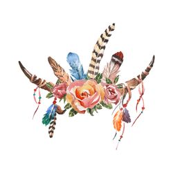 boho spring flowers and feathers svg, flower svg, feathers svg, spring flowers svg, boho svg, birthday gift svg, gift fo