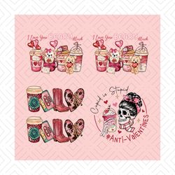 i love you beary much svg, cupid is stupid png, cute love valentine png bundle, valentine day svg, coffee valentine svg