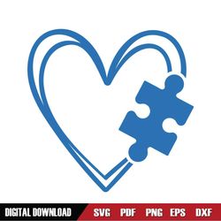 Autism Heart Blue Color Puzzle Clipart SVG
