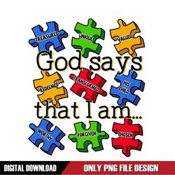 Autism Puzzle Piece God Says That I Am PNG