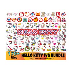 170 Hello Kitty Svg Bundle, Hello Kitty Svg, Cartoon Svg, Cat Svg