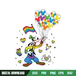 goofy dog lgbt pride balloon disney svg