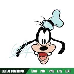 smiling face disney goofy dog signature svg
