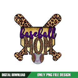 Baseball Mom Leopard Plaid Sport Badge PNG