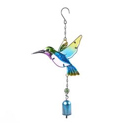 Bird Aluminum Pipe Home Courtyard Hanging Pendant, Metal Glass Painted Crafts Pendant Bell Dragonfly Bird Aluminum Pipe