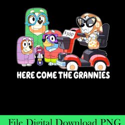 bluey here come the grannies! png, bluey friends png, bluey png, bluey birthday png, bingo png, bluey family png, bluey