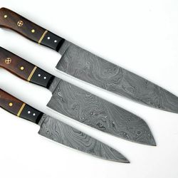 handmade damascus steel chef knife set, the perfect gift for cooking lovers, husbands, birthdays, and mother's day