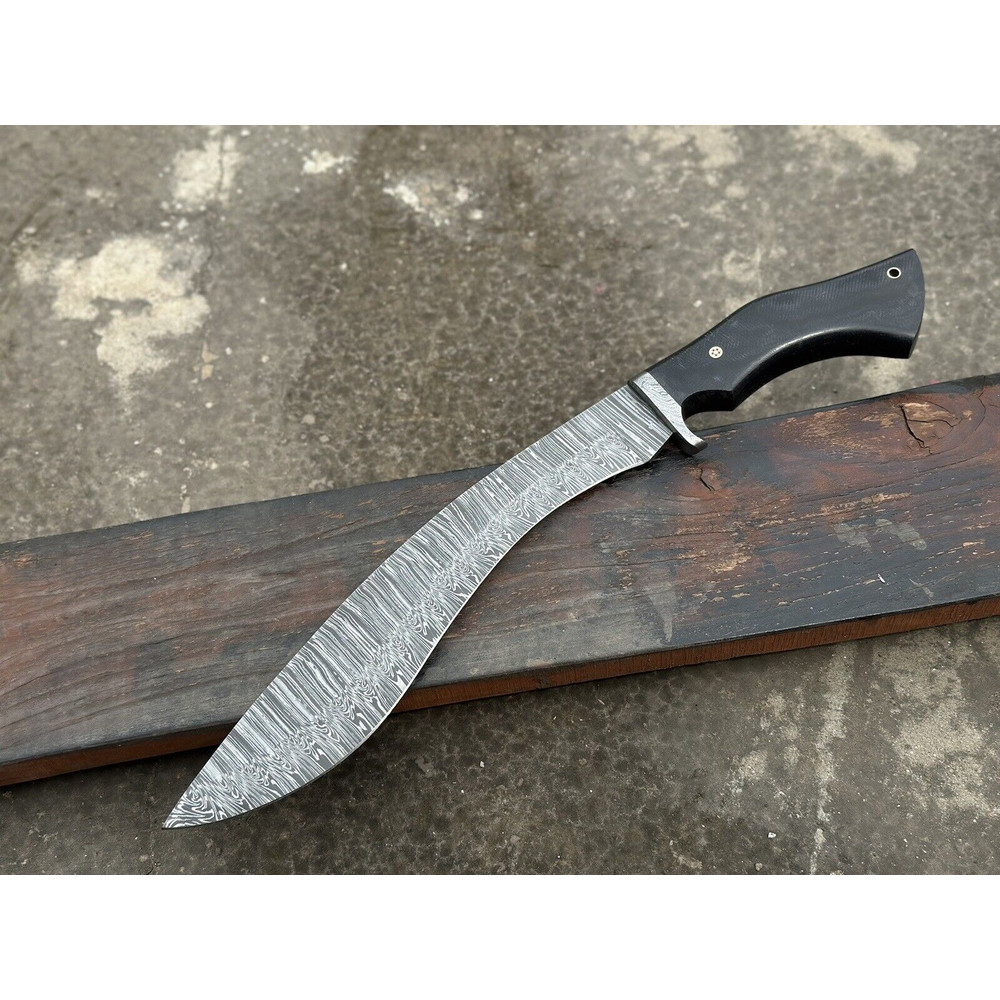 Handmade Damascus Steel Hunting Kukri Knife With Leather Sheath  Micarta Handle Christmas Gift For Himher 0
