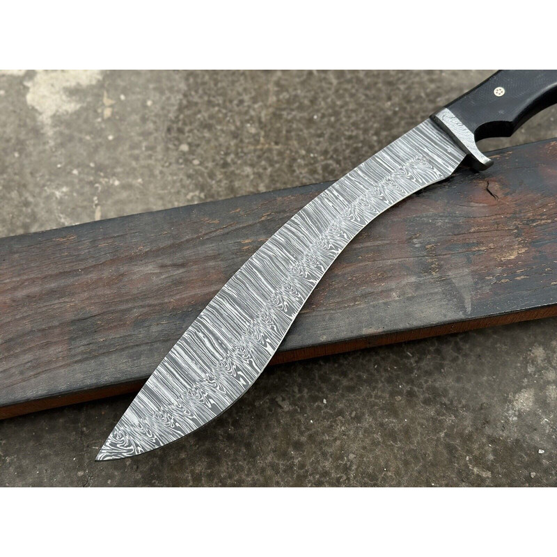 Handmade Damascus Steel Hunting Kukri Knife With Leather Sheath  Micarta Handle Christmas Gift For Himher 2