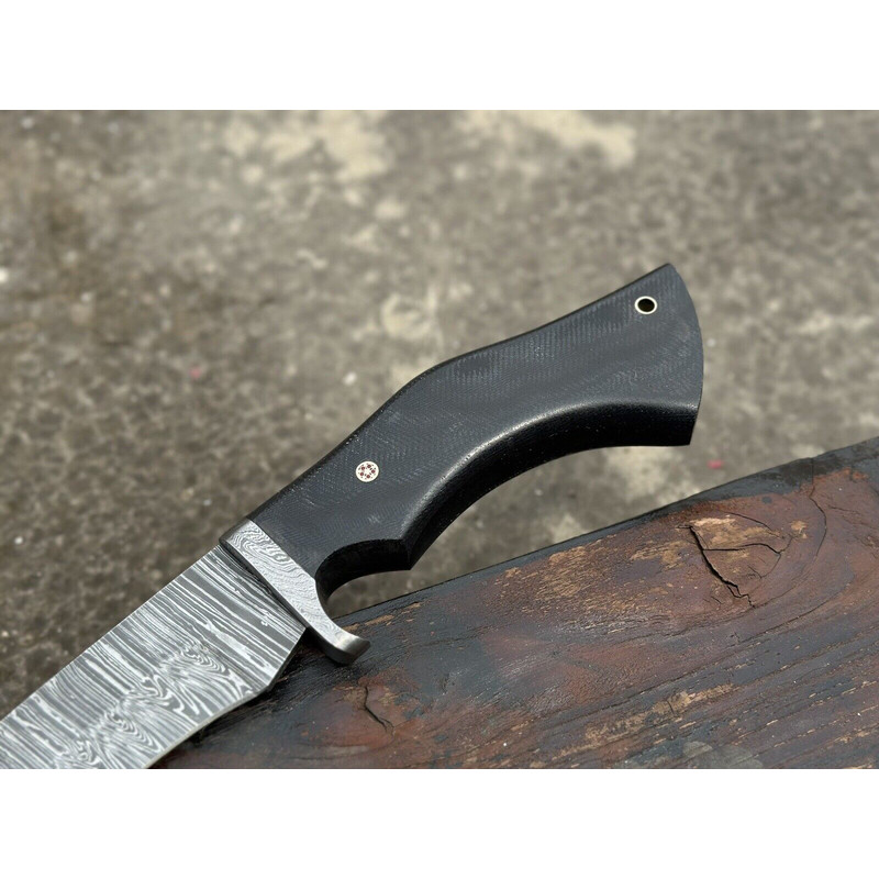 Handmade Damascus Steel Hunting Kukri Knife With Leather Sheath  Micarta Handle Christmas Gift For Himher 3
