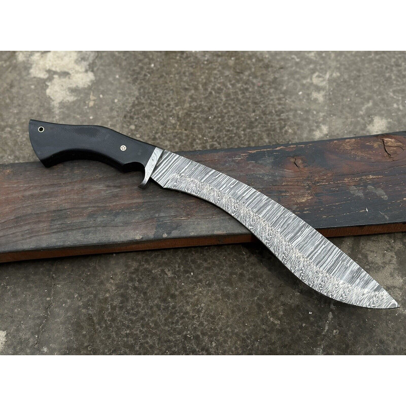 Handmade Damascus Steel Hunting Kukri Knife With Leather Sheath  Micarta Handle Christmas Gift For Himher 1