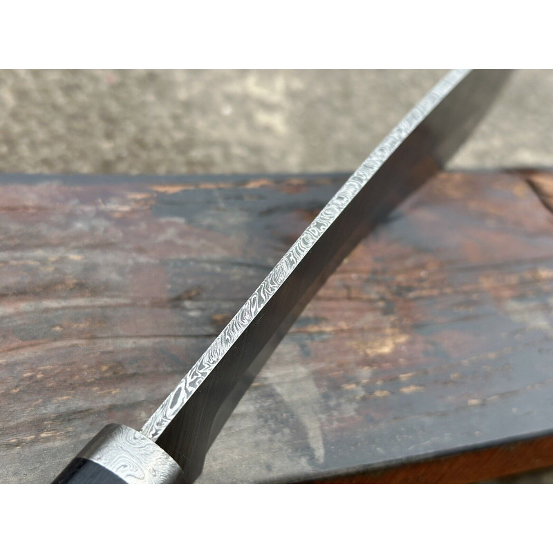 Handmade Damascus Steel Hunting Kukri Knife With Leather Sheath  Micarta Handle Christmas Gift For Himher 4