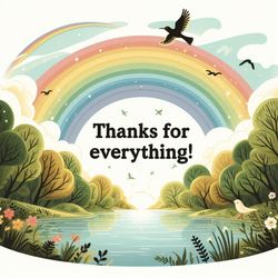 thanks for everything" rainbow stickers!