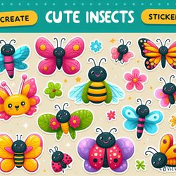 bug out for cuteness with our adorable insects stickers!